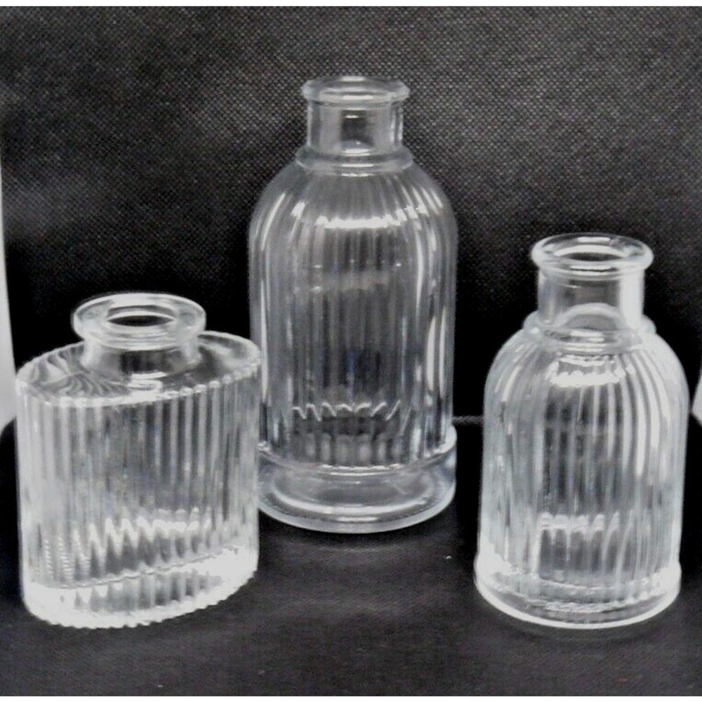 Small Clear Glass Vase 3 Pk Flowers Buds Wedding Home Decor Diffusers Coordinate